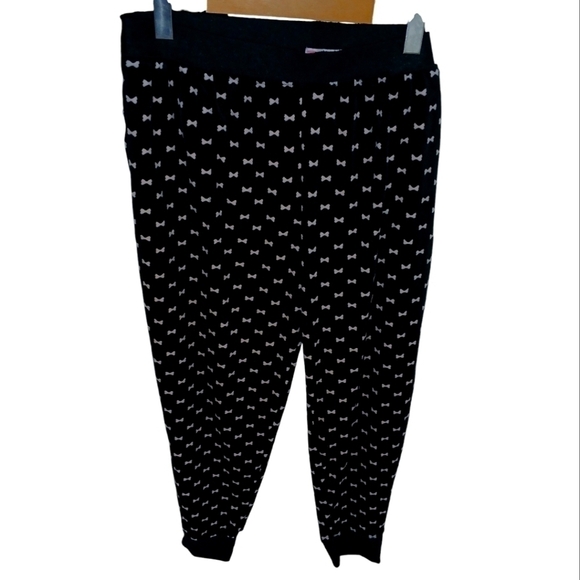 Kate spade two piece black pink bow tie fleece pajamas size medium - Picture 3 of 3